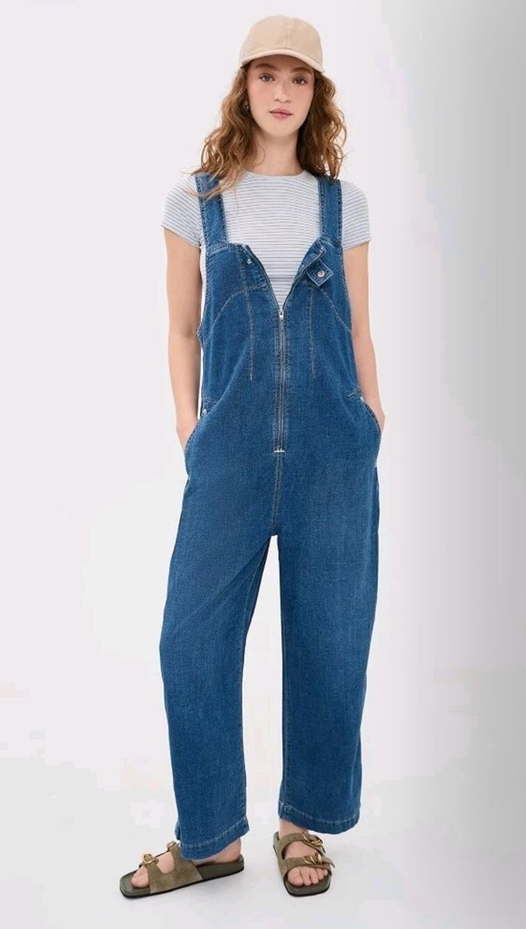 Free People We The Free Jude One Piece Blue Cotton Jumpsuit Large